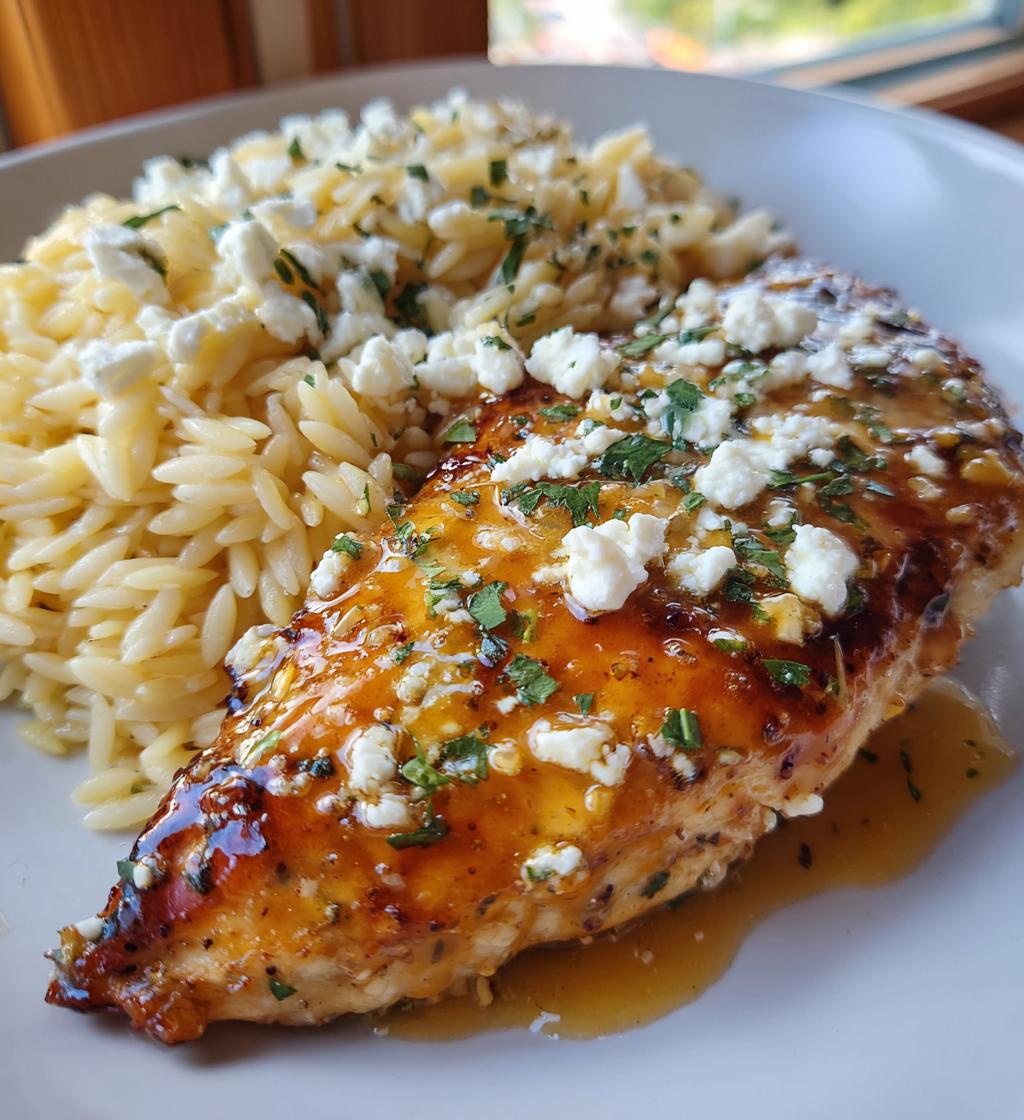 Pfannengericht: Zitronenbutter-Dijon-Hähnchen mit Orzo und Feta-Sauce - detail 1