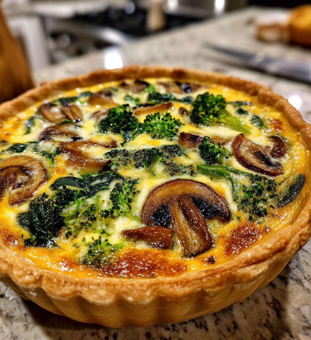 Quiche-Salat mit Spinat, Brokkoli & Pilzen