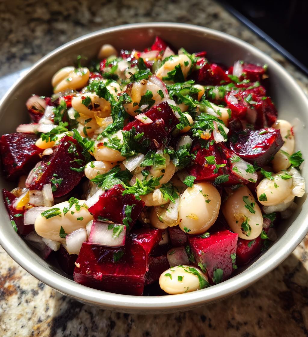 Rote-Bete- und Weiße-Bohnen-Salat