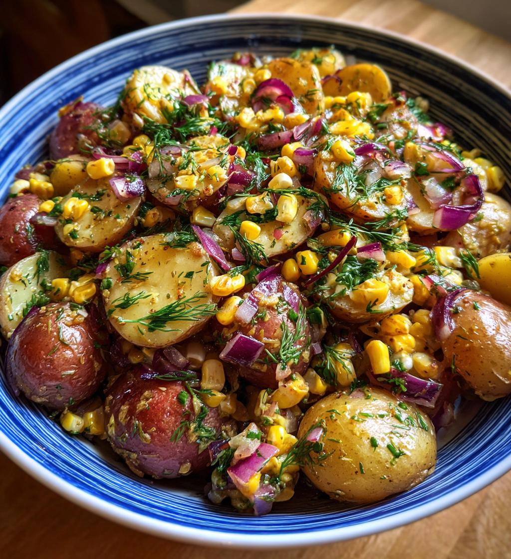 Salat mit geröstetem Mais, Dill & neuen Kartoffeln - detail 1