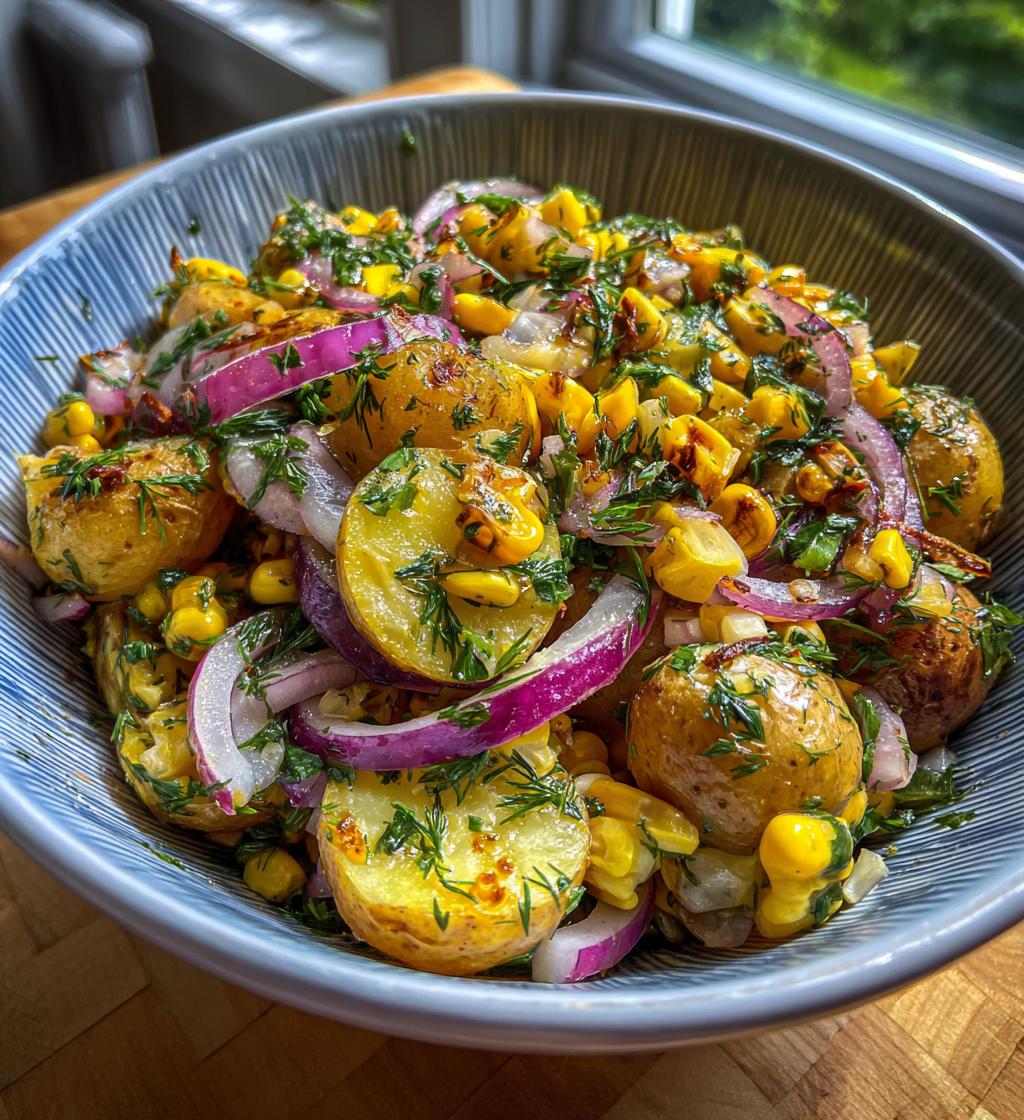 Salat mit geröstetem Mais, Dill & neuen Kartoffeln