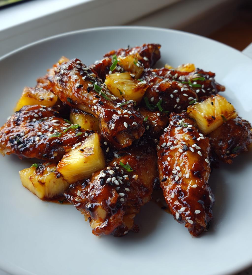 Teriyaki-Hähnchenflügel mit Ananas - detail 1