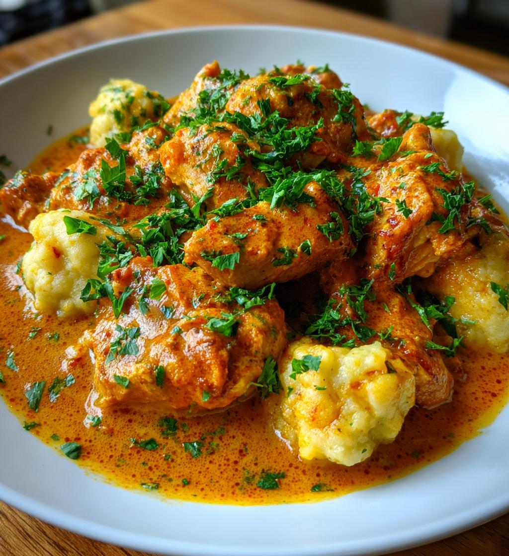 Ungarisches Hähnchen Paprikash (Hähnchen und Knödel) - detail 1