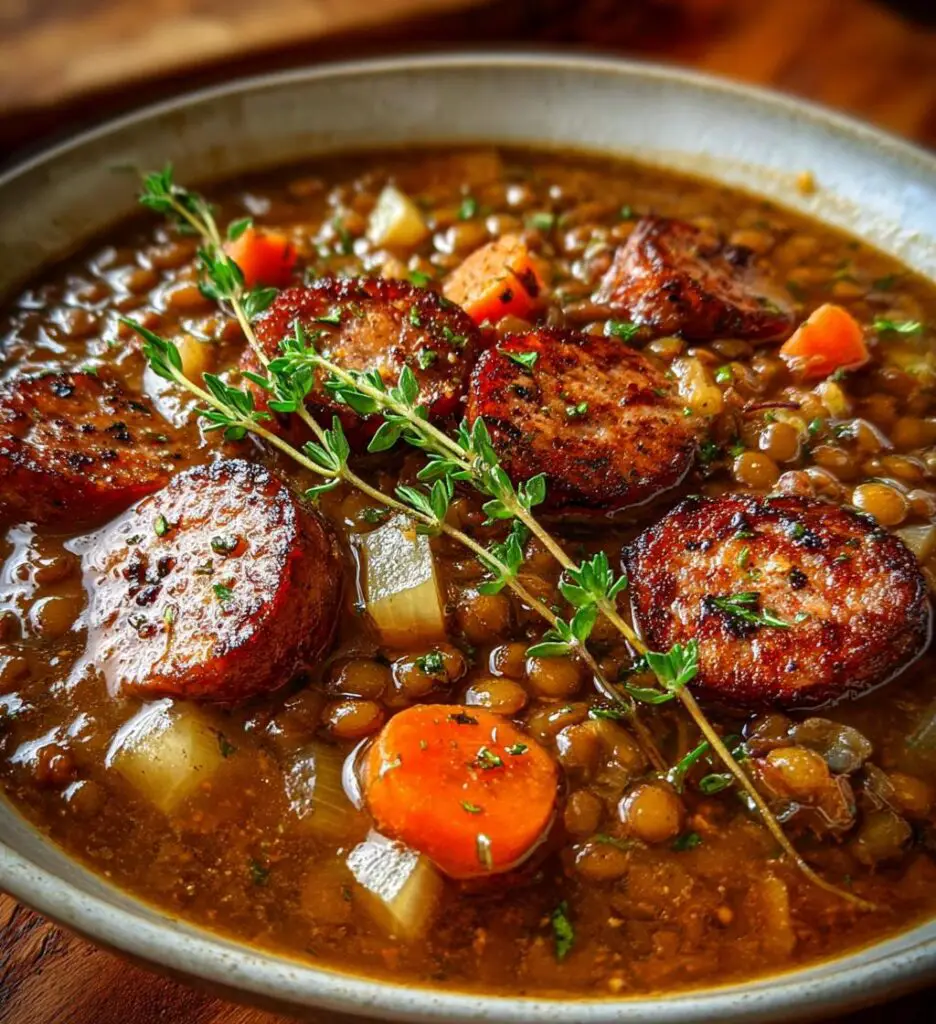 Wurst- und Linsensuppe