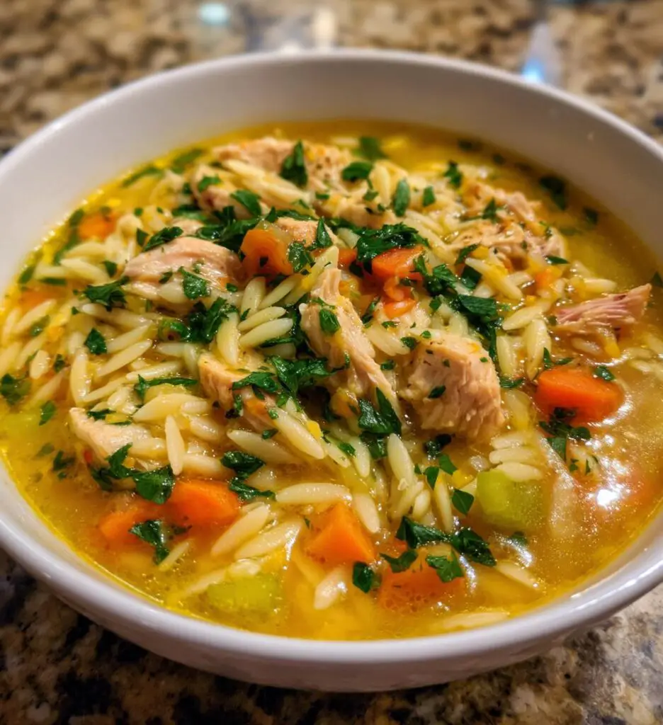 Zitronen-Hühnchen-Orzo-Suppe