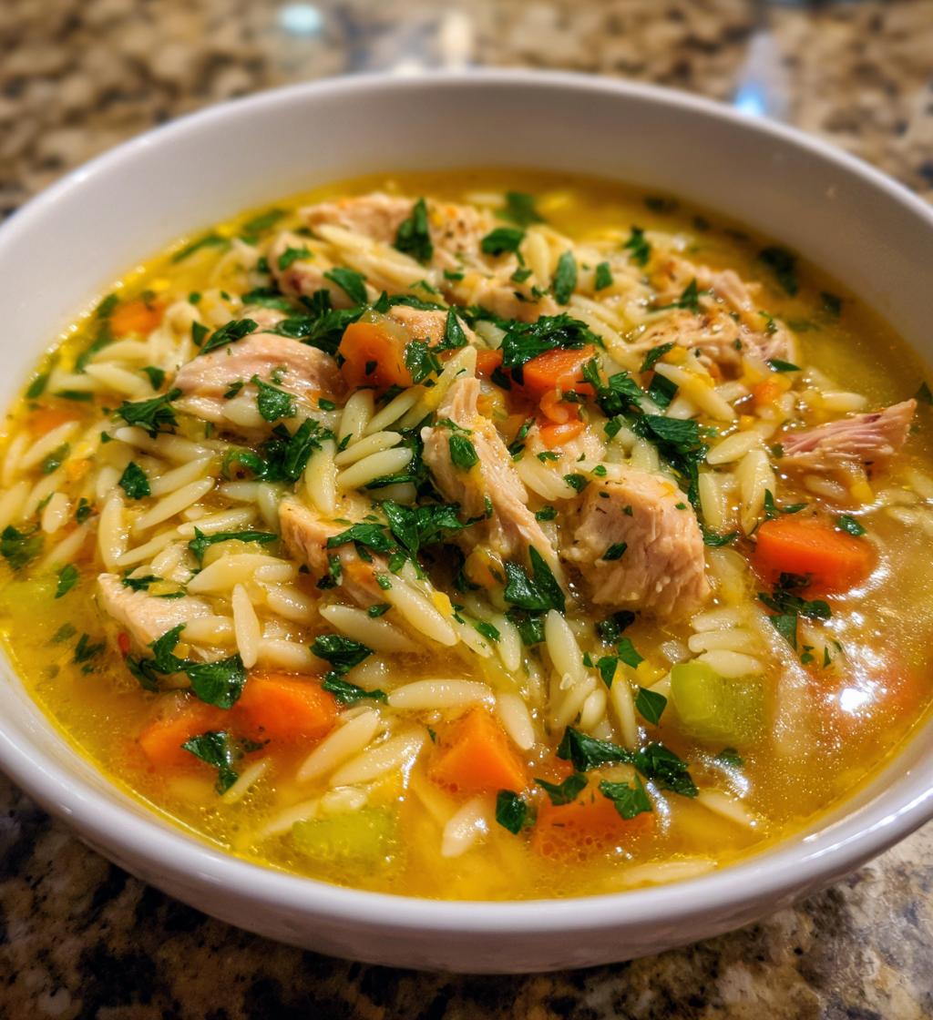 Zitronen-Hühnchen-Orzo-Suppe