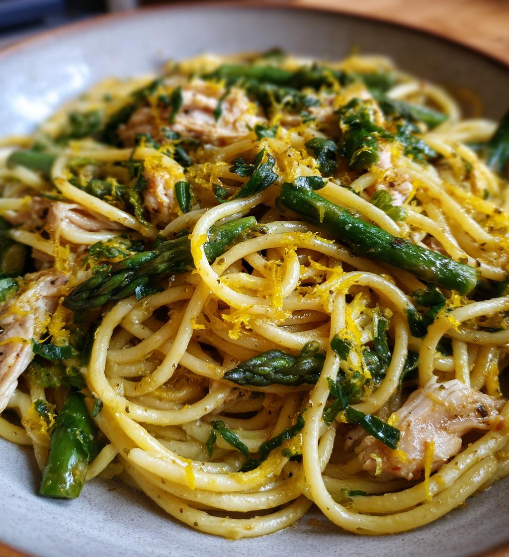 Zitronen-Spargel-Pasta mit Hähnchen - detail 1