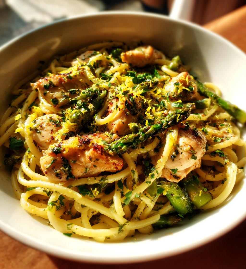 Zitronen-Spargel-Pasta mit Hähnchen