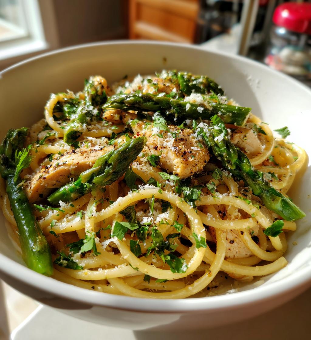 Zitronen-Spargel- und Hähnchen-Pasta