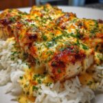 Überbackenes Hähnchen mit Reis