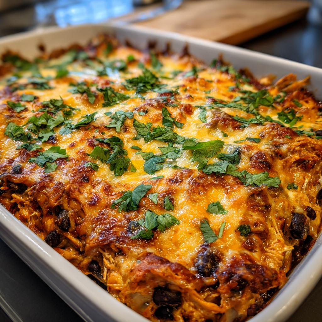 keto Hähnchen-Enchilada-Auflauf