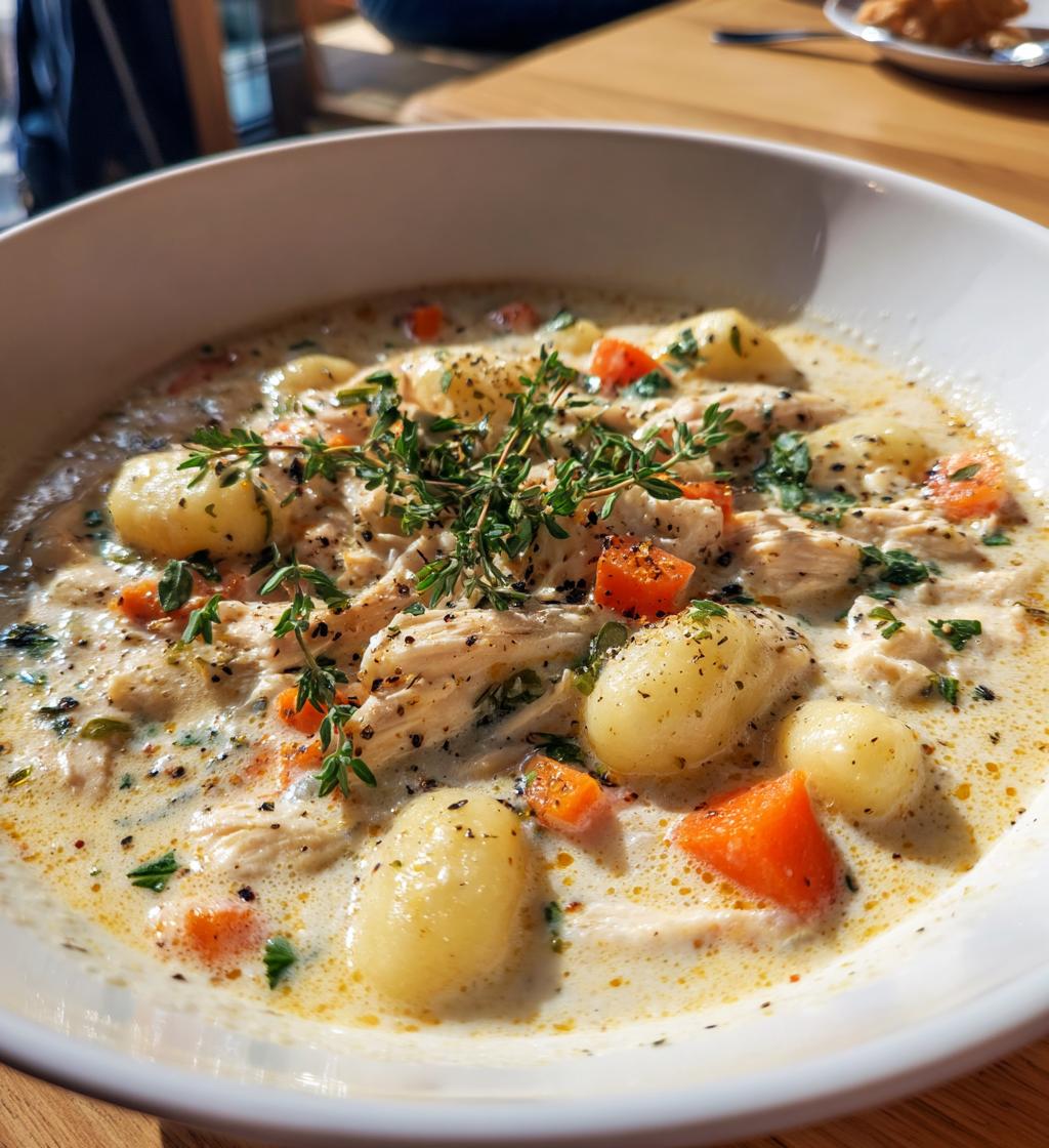 Cremige Hähnchen-Gnocchi-Suppe