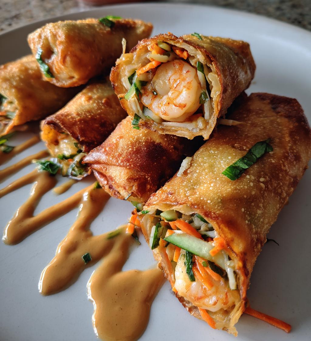 Garnelen-Frühlingsrollen mit Erdnusssauce
