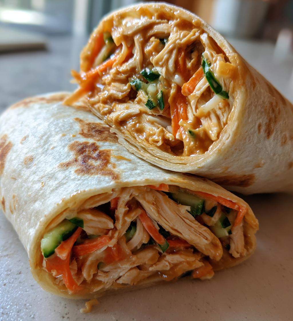 Hühnchen Erdnuss Salat Wraps