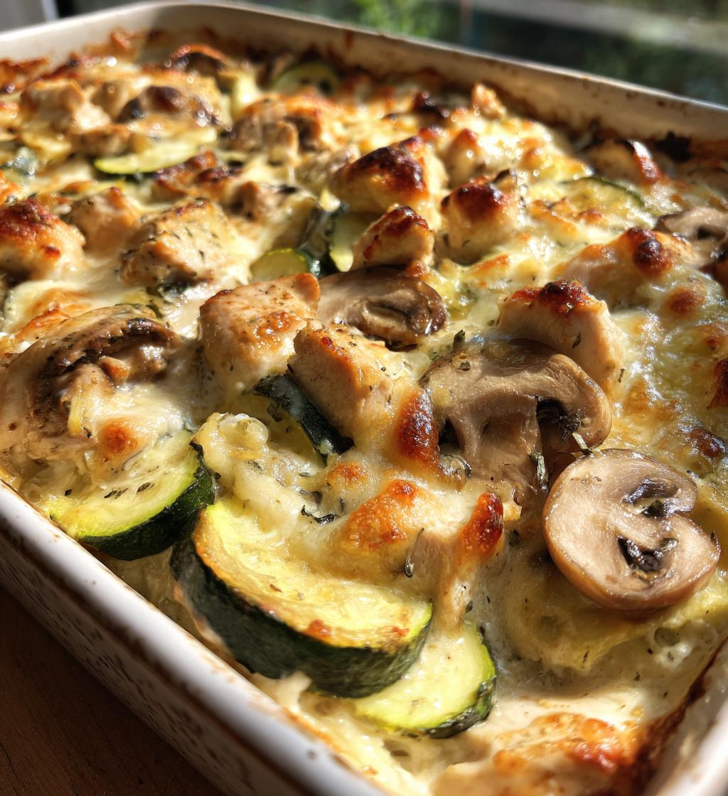 Hähnchen- und Pilz-Zucchini-Auflauf