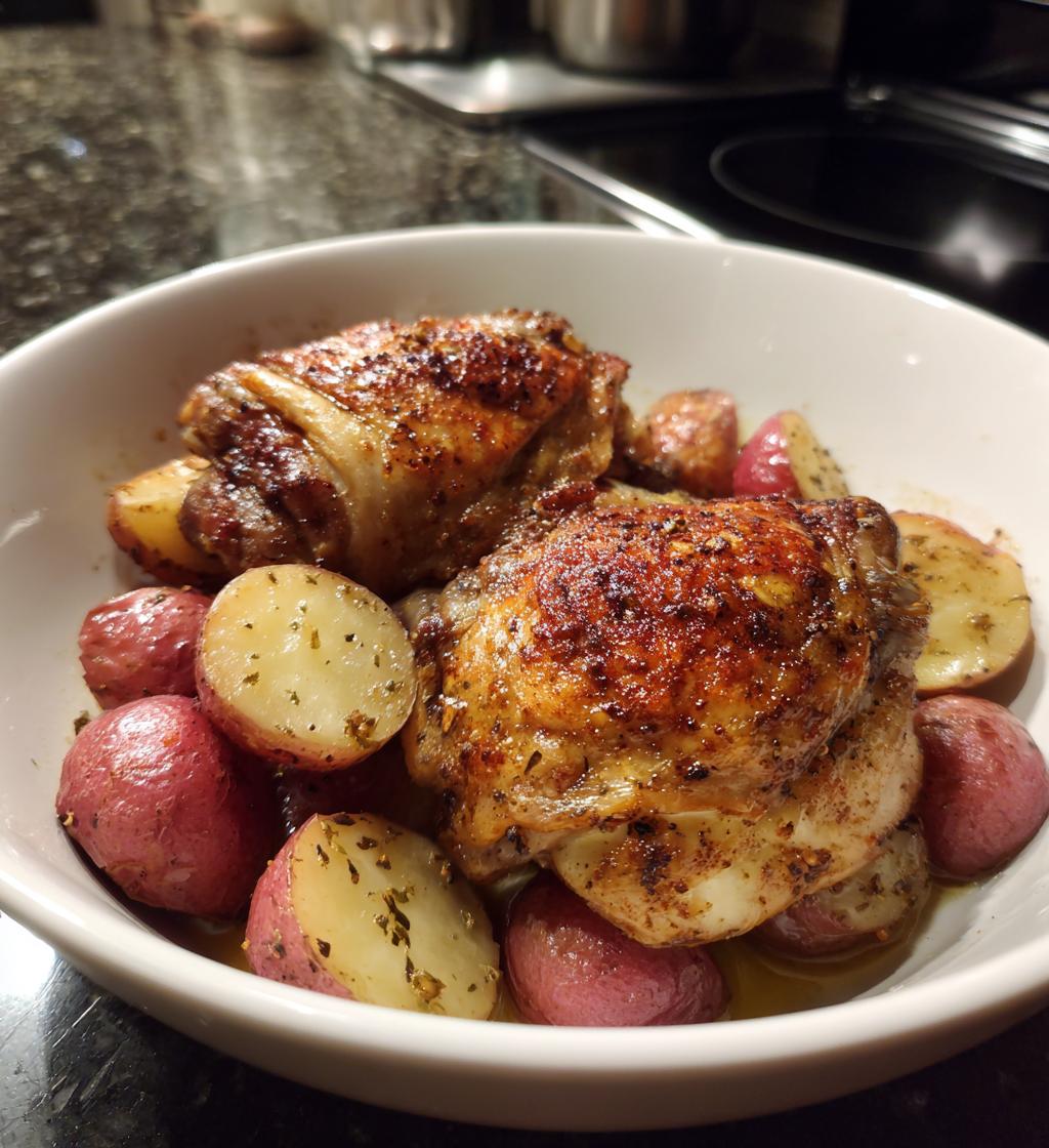 Hähnchenschenkel mit roten Kartoffeln aus dem Slow Cooker - detail 1