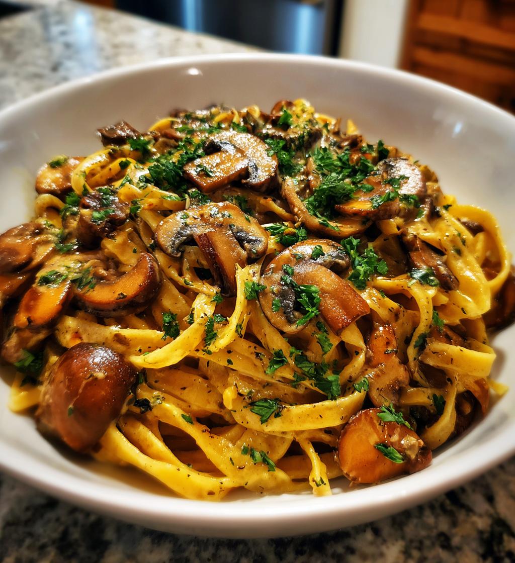 Pilz Stroganoff Pasta