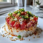 Scharfer Thunfisch-Sushi-Stapel