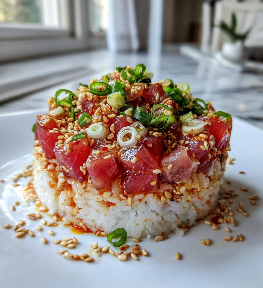 Scharfer Thunfisch-Sushi-Stapel