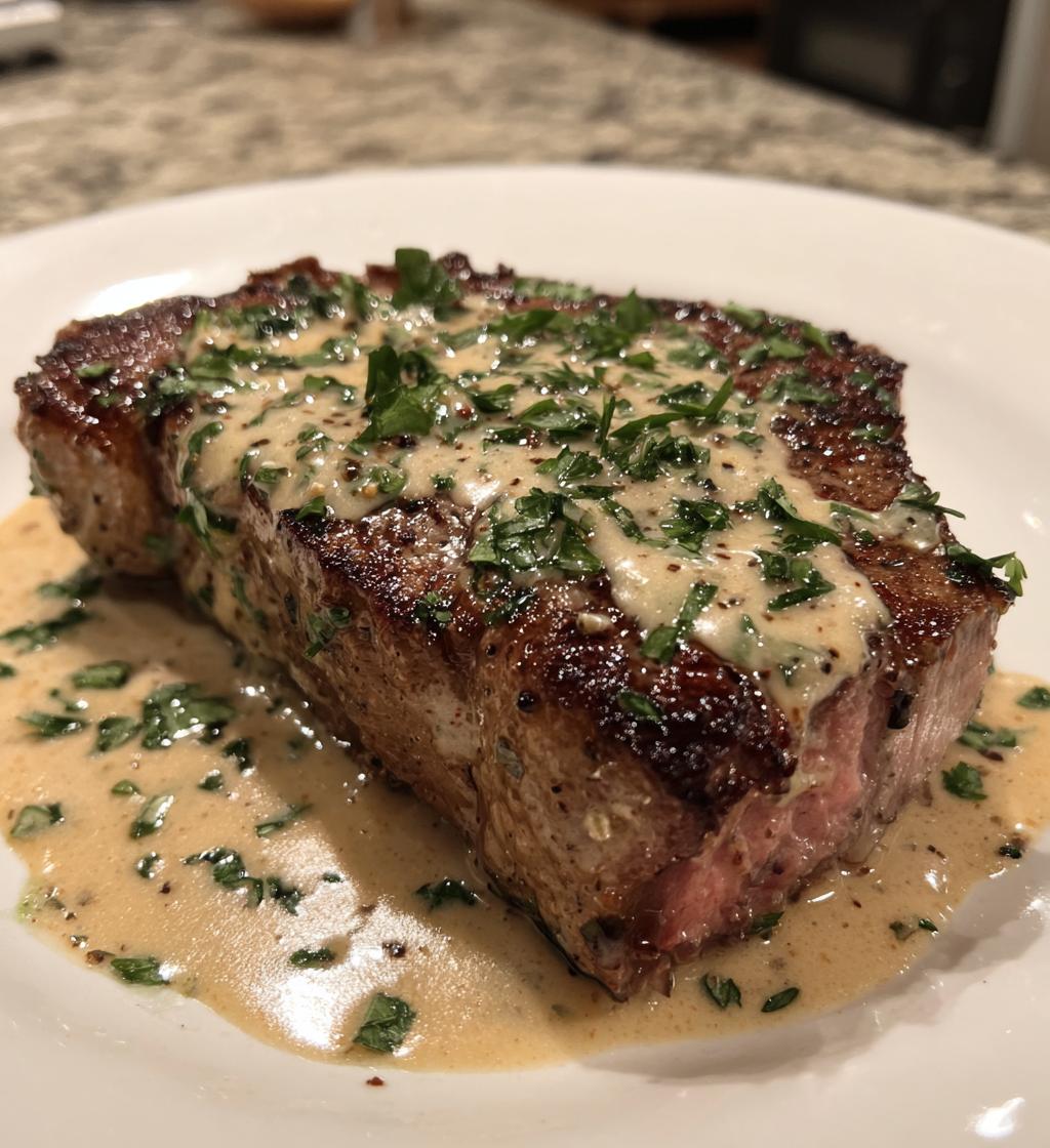 Steak mit Knoblauch-Cremesauce