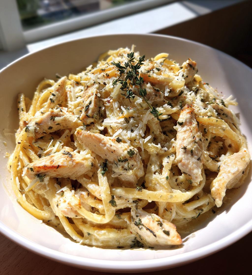 Cremige Knoblauch-Hühnchen-Pasta - detail 1