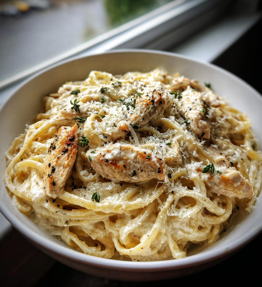 Cremige Knoblauch-Hühnchen-Pasta - detail 2