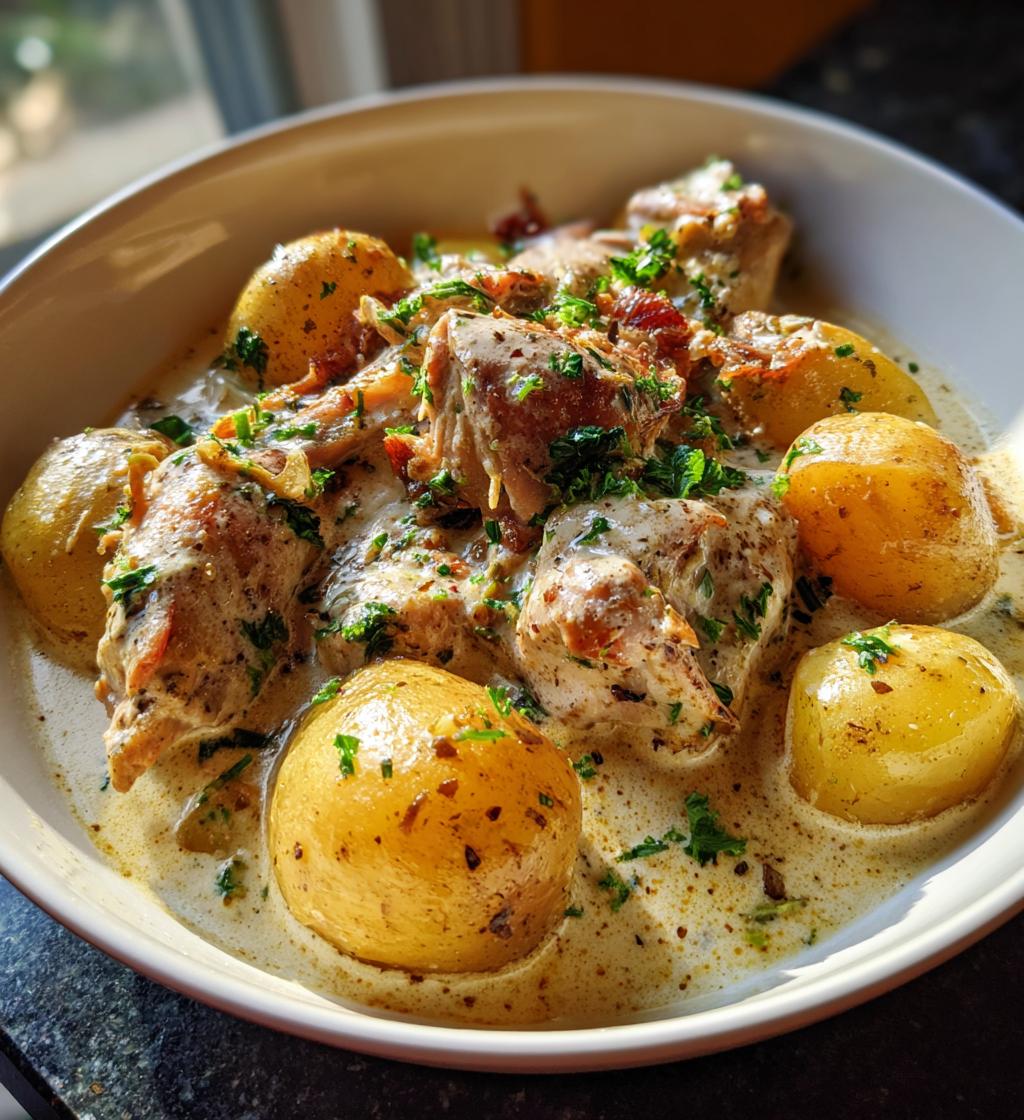 Cremiges Kartoffel-Hühnchen aus dem Slow Cooker