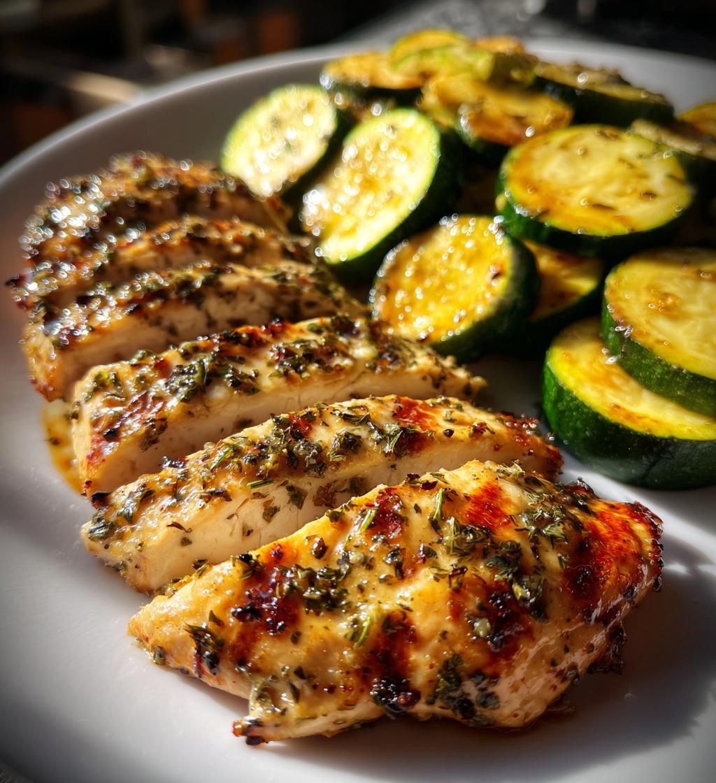 Gegrilltes Zitronen-Kräuter-Hühnchen mit Zucchini - detail 1