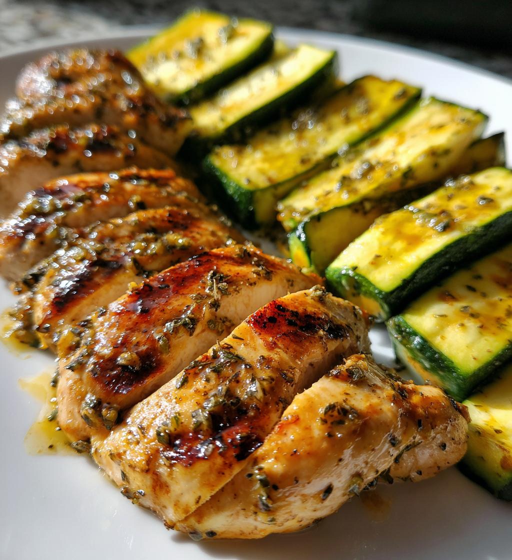 Gegrilltes Zitronen-Kräuter-Hühnchen mit Zucchini
