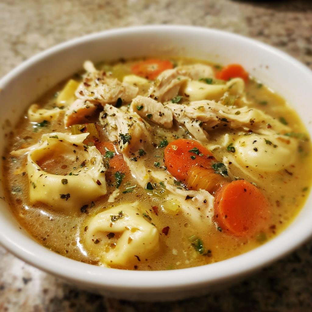 Hühnchen-Tortellini-Suppe