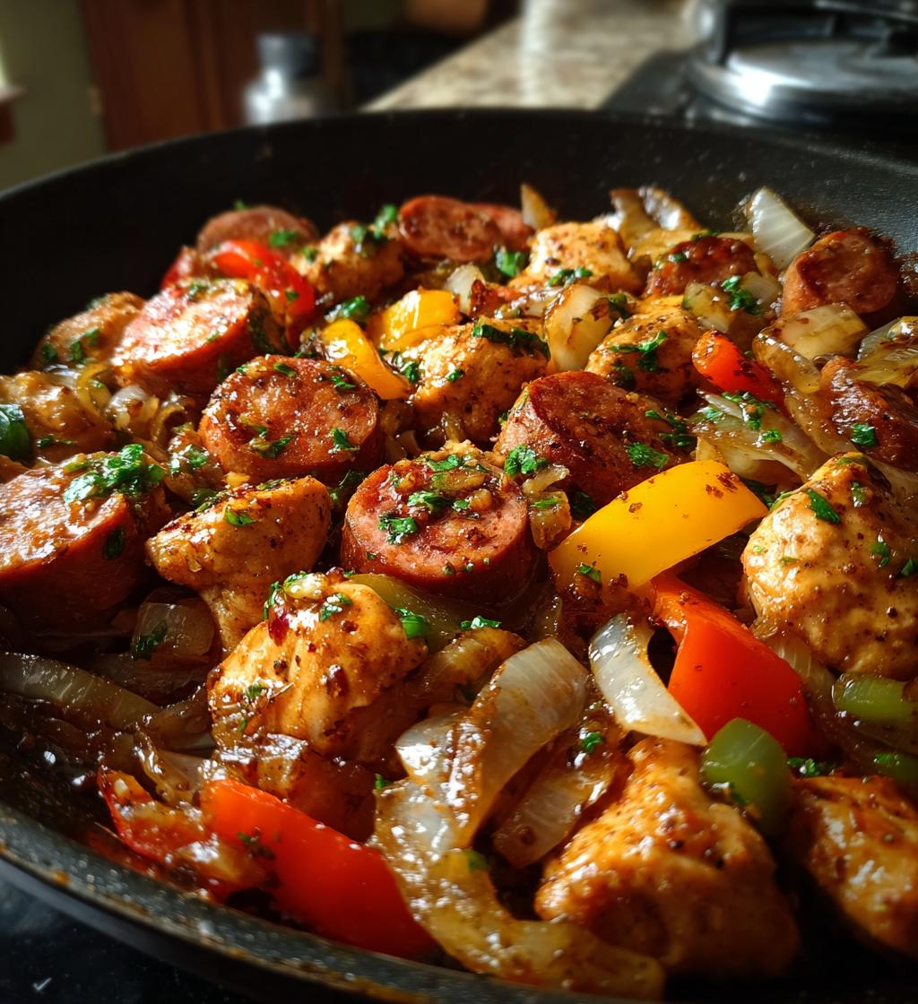 Hühnchen-Wurst-Pfanne