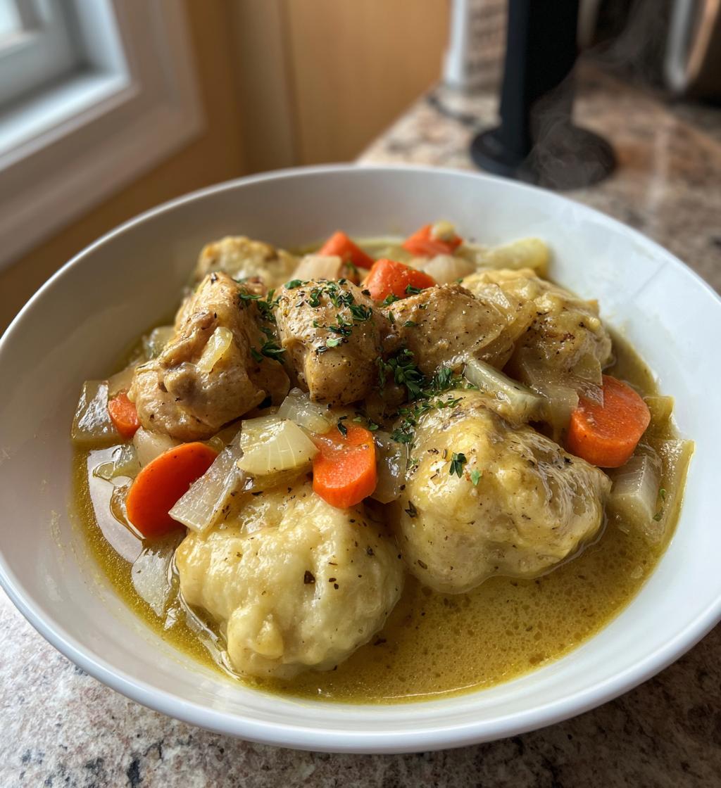 Hühnchen und Knödel aus dem Slow Cooker