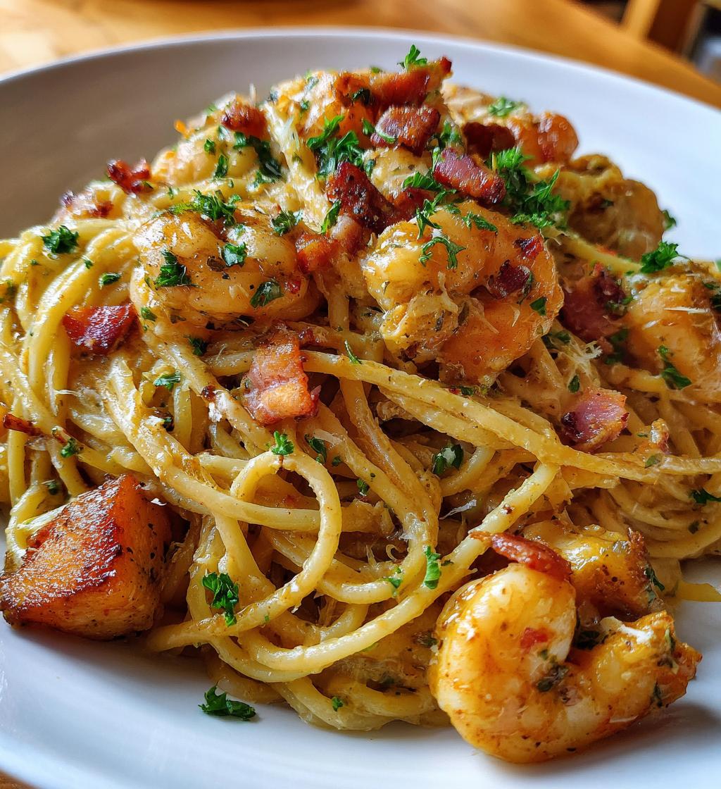 chicken and shrimp carbonara