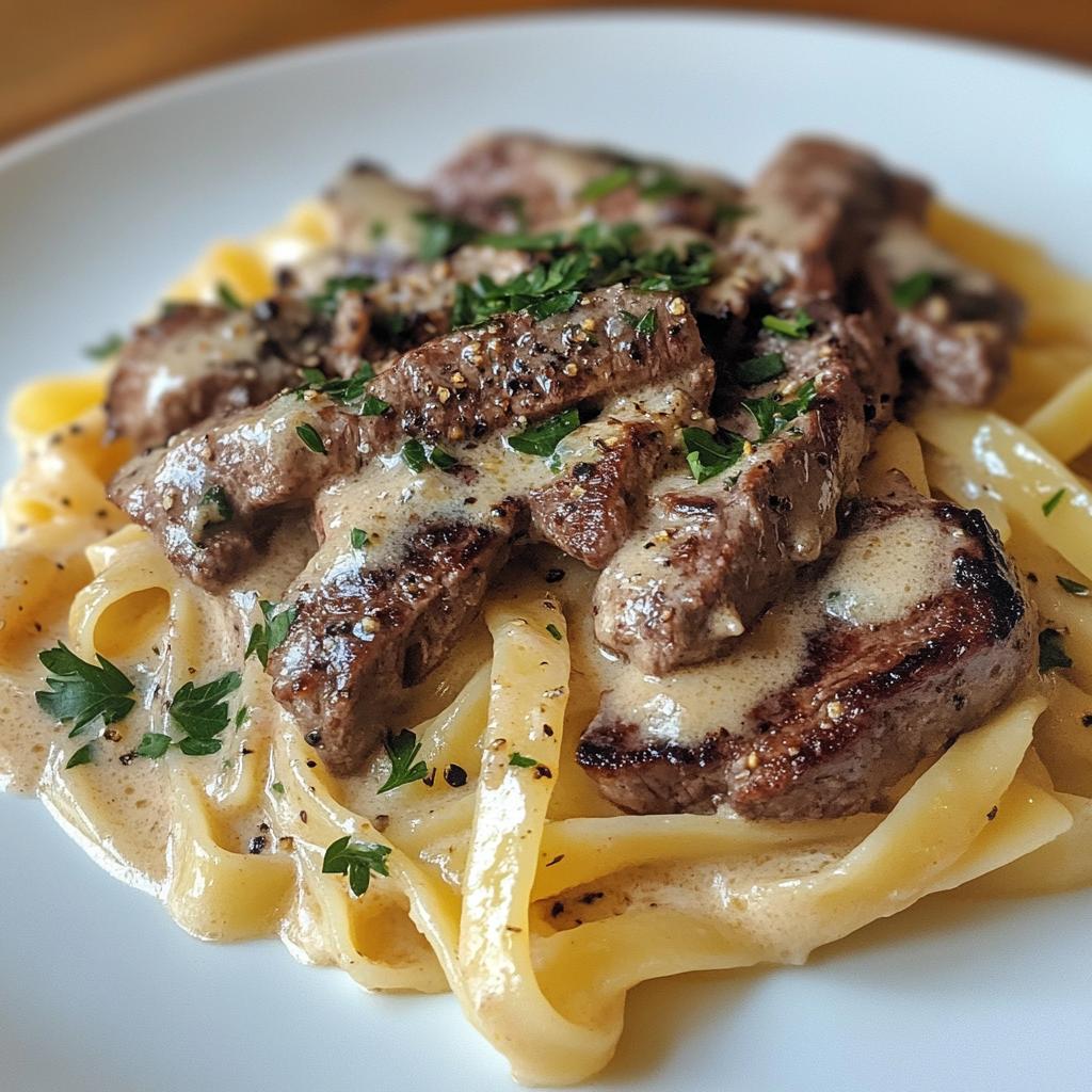 creamy spicy garlic butter steak and pasta recipe