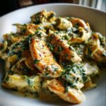 creamy spinach artichoke greek chicken alfredo recipe