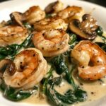 creamy spinach mushroom shrimp shells