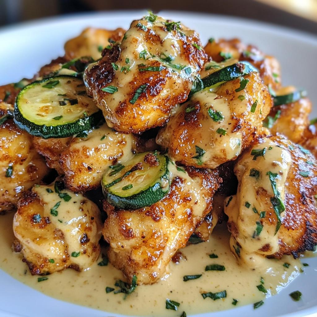 garlic chili oil chicken bites cajun alfredo with charred zucchini twists