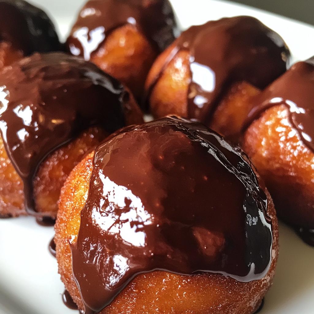 glazed chocolate donut holes - detail 1