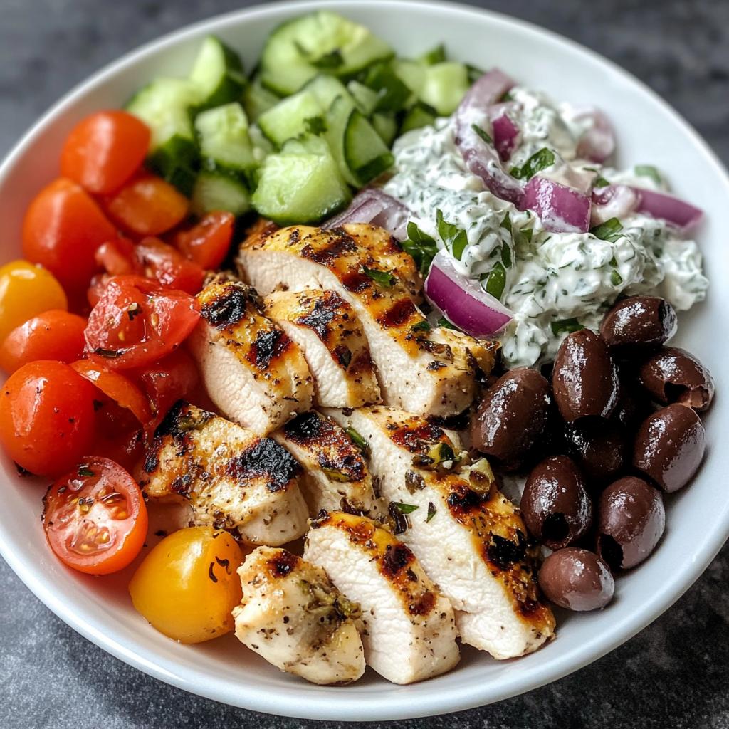 grilled chicken greek salad with tzatziki - detail 1