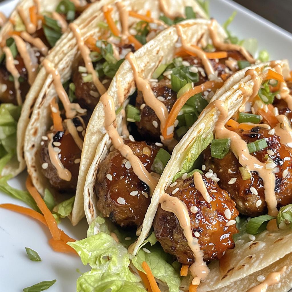 korean bbq meatball tacos