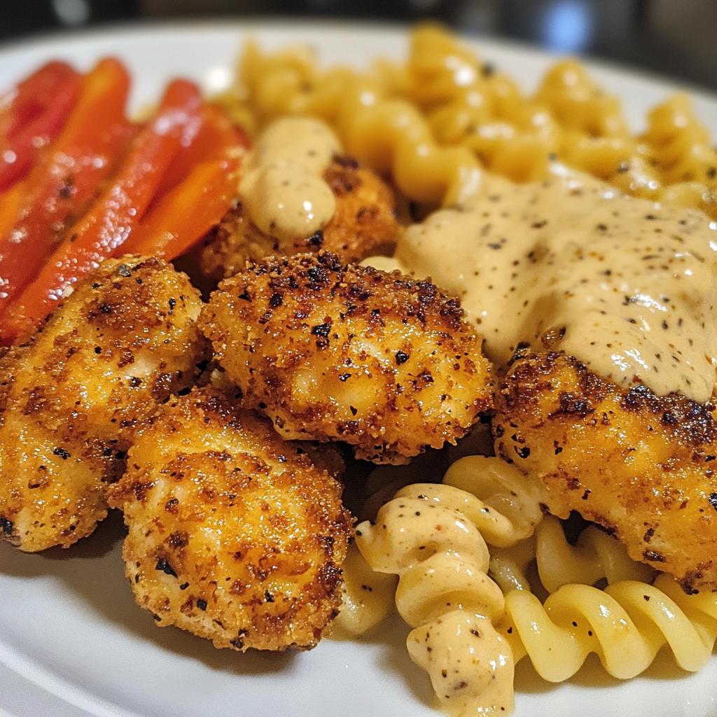 lemon pepper chicken bites roasted red pepper cajun alfredo twists - detail 1