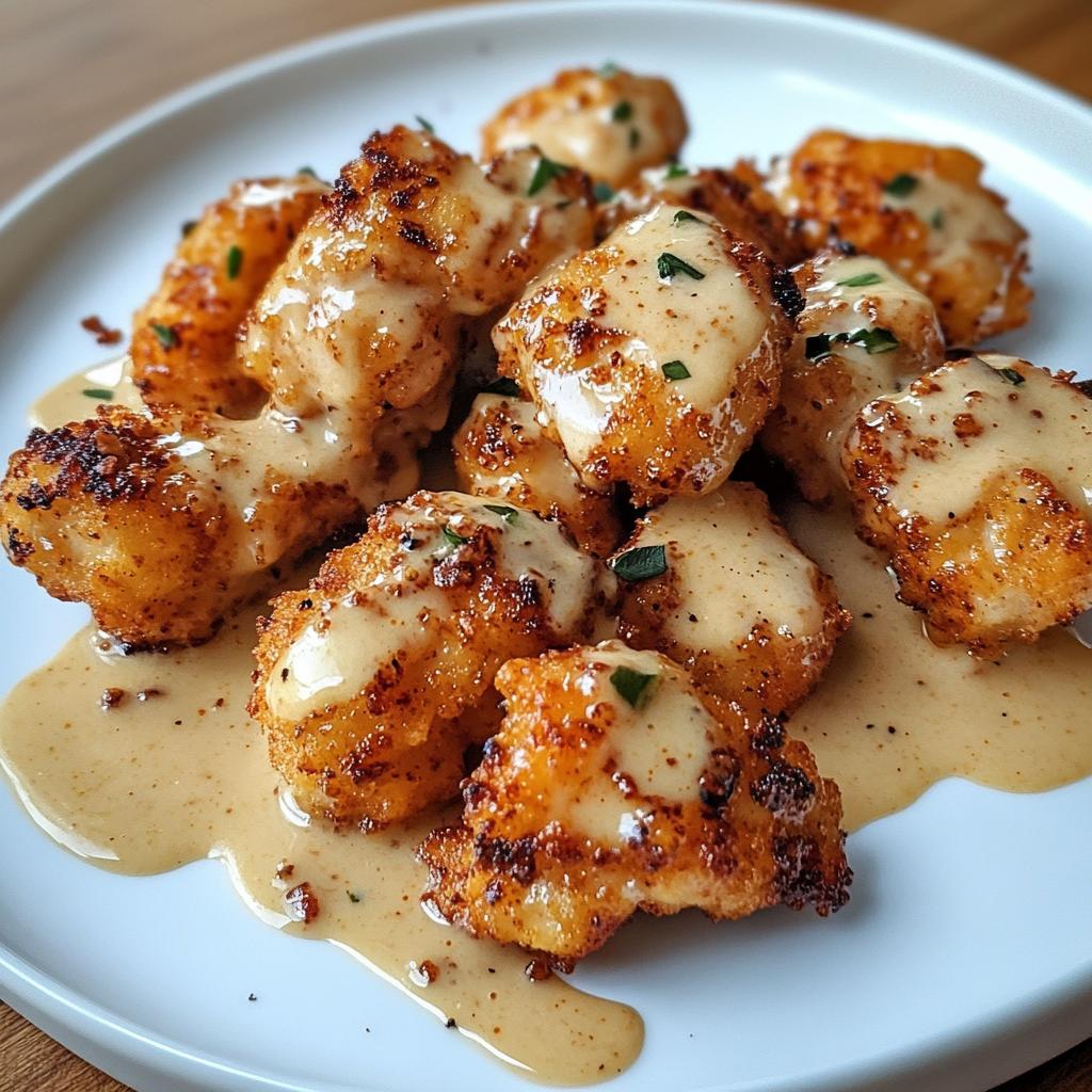maple garlic chicken bites with spicy cajun alfredo