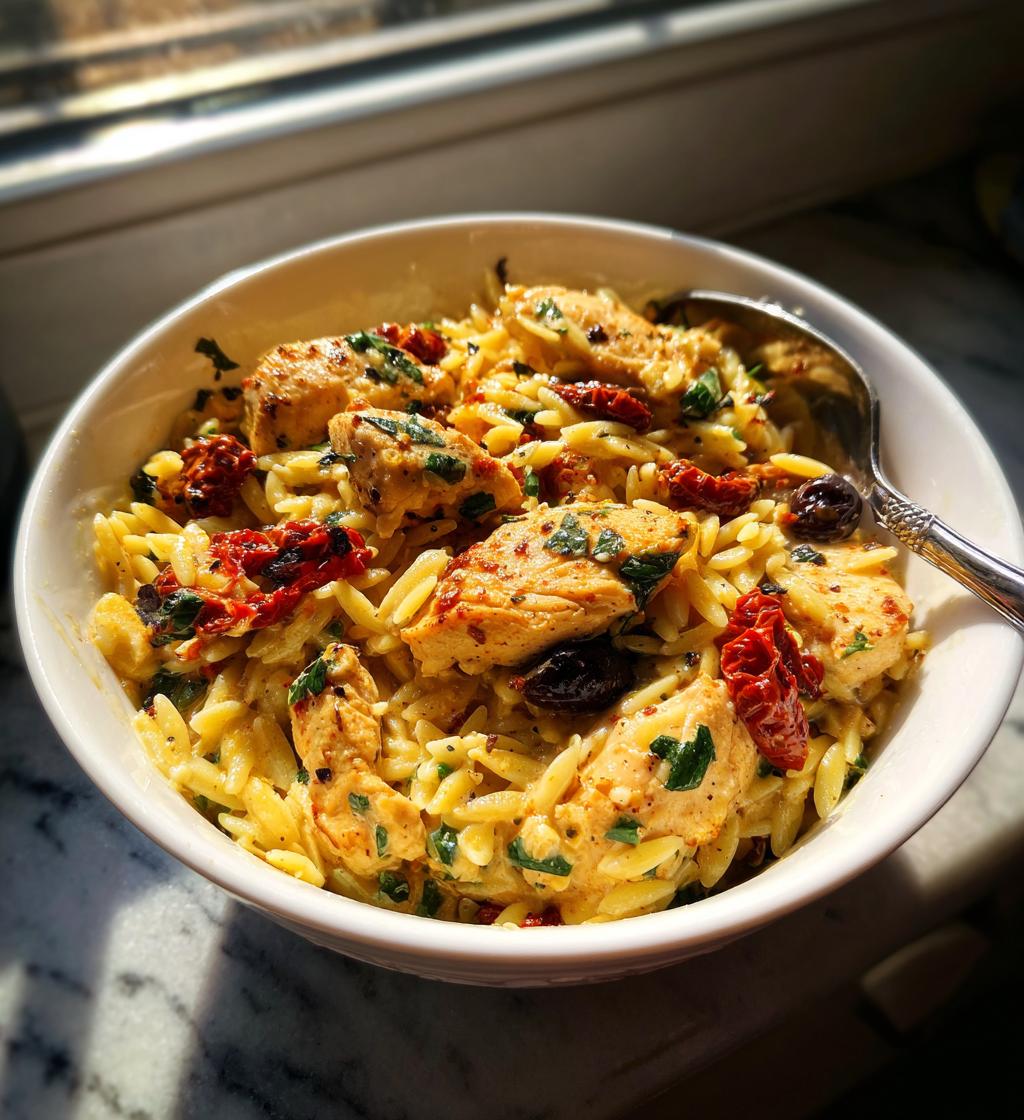 mediterranean creamy chicken orzo - detail 1