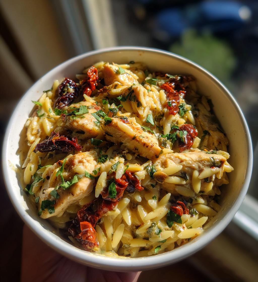 mediterranean creamy chicken orzo