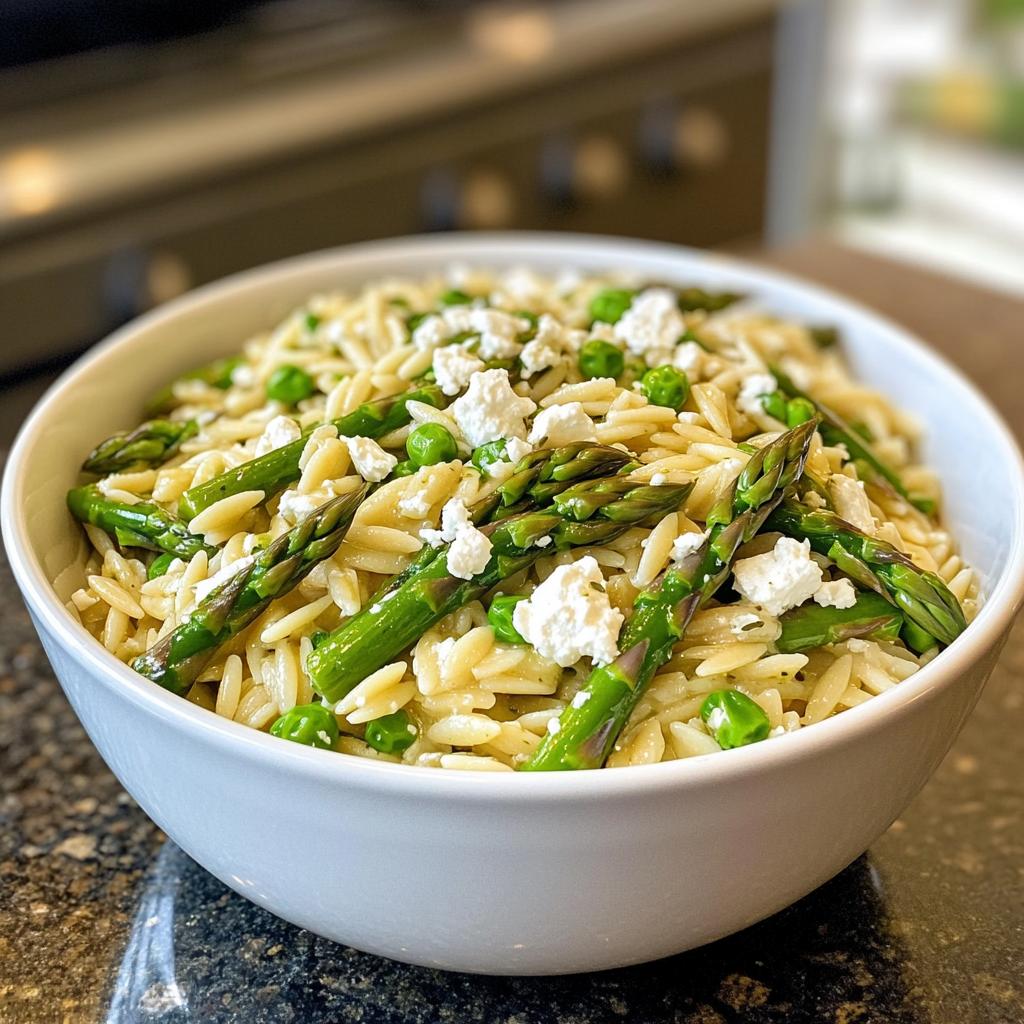 orzo with asparagus feta - detail 1