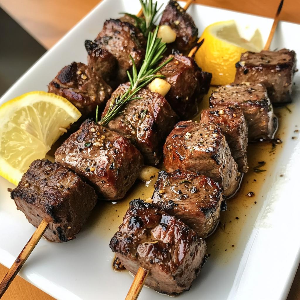 rosemary garlic steak kebabs