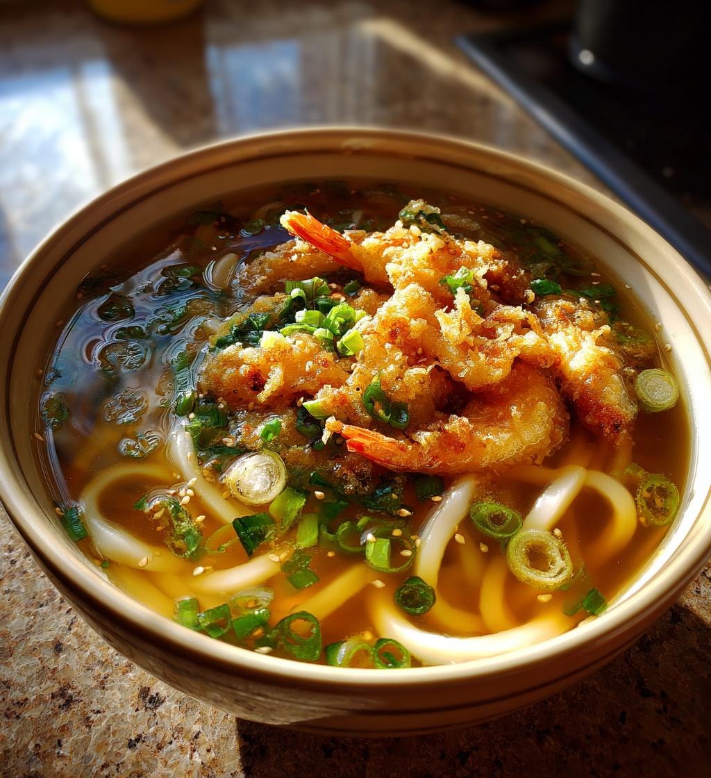shrimp tempura udon soup - detail 1