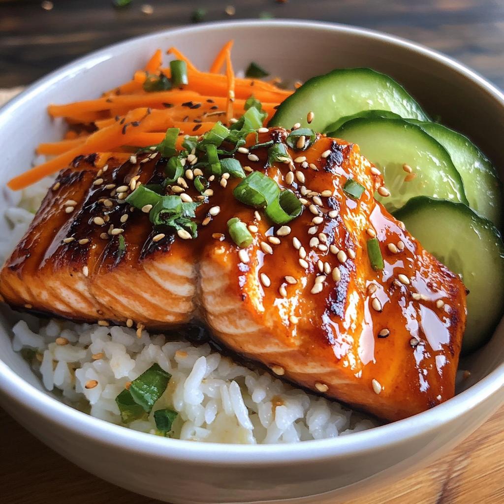 spicy sriracha honey salmon bowl recipe