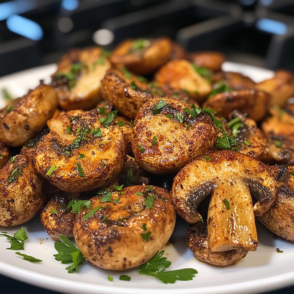 air fryer mushrooms - detail 1