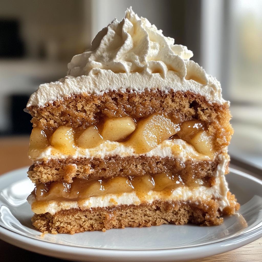 apple spice cake with caramelized apples and whipped cream recipe